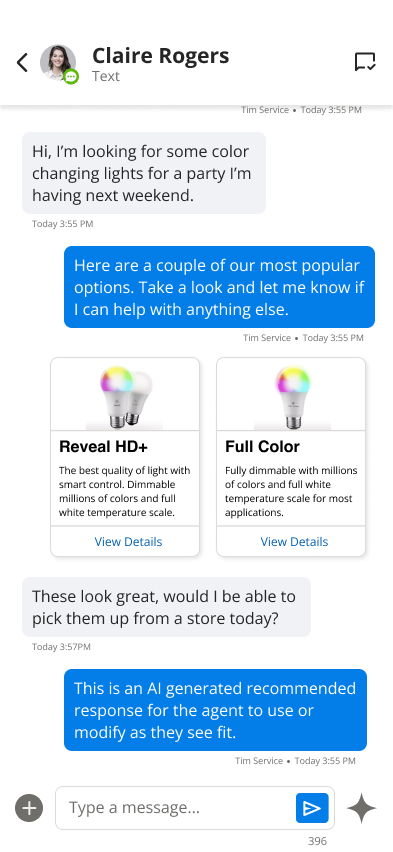 AI suggested message sent