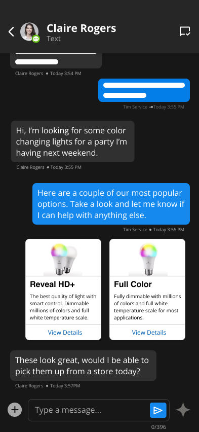 Conversation in dark mode